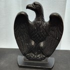 Vintage Pair Of Black Cast Iron Metal Bald Eagle Americana Bookends  6 5    Heavy