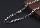 925 Sterling Silver Rectangle Cable Chain For Men Necklace Width 7mm 18-40 Inch