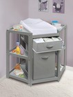 Corner Diaper Changing Table With Laundry Hamper  Storage Bin  And Contoured    