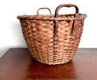 Antique Oak Splint Basket New England Origin