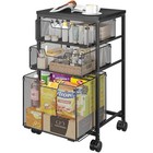 Rolling Storage Cart With 1 Large 2s Drawers  Metal Utility Cart On 1l 2s Black