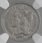 1881  3cn Three Cent Nickel  Ngc Xf40     8404746-043