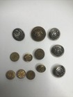 Early 20th  Century British european Antique Brass Shank   Silver Tone Buttons