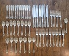 Sterling Flatware Wallace Rose Point Set  48 Pieces  Antique Vtg Silver 64 Oz 