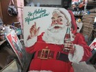 1960s Life Size Santa Christmas Coca Cola Bottle Sign Holiday Refreshment 