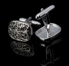 Nice Looking Near Vintage Wave Pattern Retro Exquisite Men   s Silver Cufflinks