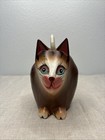 Hand Painted Carved Wooden Folk Art Brown Tabby Cat      Help Support A Cat Rescue