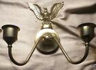 Old Vintage Pair Of Two Wall Sconces Brass Metal Set Traditional American Eagles