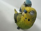 Budgie Parakeet Figurine Green Yellow Bird Statue Pet Bird Collectible Resin