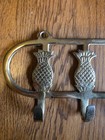 Vintage Brass Pineapple Key Holder 4 Hooks Wall Mount 8 5  Long Missing Screws