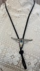 70s 80s Vintage Silver-tone Steer Bolo Tie Rustic Cowboy Western Rodeo - As Is