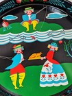 Vintage Retro Masonware Metal Bar Tray Mid Century Modern Dutch Fishermen   Lady