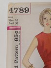 Simplicity 4789 One Piece Dress Sewing Pattern Ladies 16 Uc Vtg 60 s Sleeveless