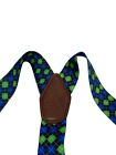 Men s Suspenders Red Leather Multicolor Plaid Button Loop 