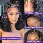 Hiriremy Deep Wave Bob Wig Human Hair 13x4 Hd Curly Bob Lace Front Wigs Human   