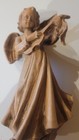 Vintage European Hand Carved  6  Wooden  Angel Playing String Instrument