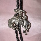 Men s Western Adjustable Black Braided Leather Bolo Tie Silver-tone Metal Slide