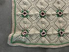 Vtg Crochet 3d Flowers Afghan Granny Square Blanket Throw  42    X  72   