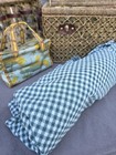  Vintage Wicker Picnic Basket Service 4 Green Plates Cups Cutlery Tropical Palm 