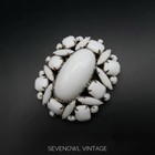 Vintage Schreiner Signed Milk Glass Cabochon Brooch Great Condition