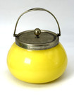 Antique Rare Victorian Gws Yellow Vaseline Glow Glass Biscuit Jar W cover