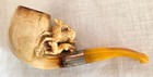Vint  Meerschaum Hand Carved  Deer    Dog Smoking Pipe - 4  And Cowboy Pipe Rest