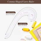 Utenew French Curve Ruler Sewing  Comma Shaped 42cm Drawing Template Clear 