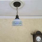 727c  Antique 1910 s 30 s Ceiling Light Glass Shade Lamp Fixture Vintage Pendant