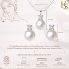 Cz Diamond Pearl Earrings Pendant Necklace Chain Set Womens 925 Sterling Silver