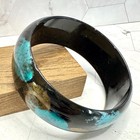 Vintage Lucite Bangle   Earrings Black Gold Turquoise Mod Pop Thick Chunky 60s