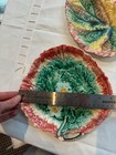 Antique 19th Century Majolica Leaf Dishes Strawberry Tray Plate Great Condition