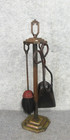 Antique Diminutive Brass Cast Iron Art Deco Boudoir Fireplace Accessory Tool Set