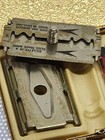 Vintage Gold Tone Gillette Razor   Blade Box In Metal Case