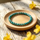 4mm Natural Turquoise Beaded Bracelet Protection Healing Women Dainty Bracelet