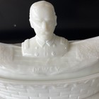Antique Milk Glass Admiral Dewey Ship Covered Butter Dish