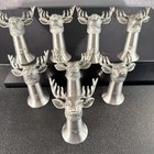 Vintage Set Of 8 Jagermeister Pewter Stag Head Shot Glasses Metal Deer Buck
