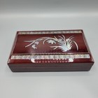 Vintage Chinese Lacquer Smoking Box Mother Of Pearl Inlay Removable Zodiac Tray