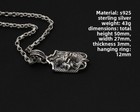 S925 Sterling Silver Crowned Lion Shield Pendant Heavy Biker Knight Engraved