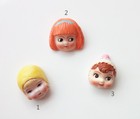 Miniature Vintage Hand Painted Resin Baby Head Doll Face Cabochon With Flat Back