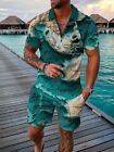 Summer Mens Outfit 2-piece Set Sweatsuit Short Sleeve T Shirts   Shorts Set 2024