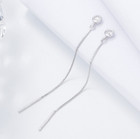 925 Sterling Silver Plated Tassel Threader Round Cz Dangle Drop Earrings I17