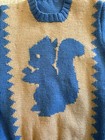Vintage 1940s Knit O Graf Wool Squirrel Sweater Blue And Tan Size 4t