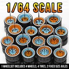 1 64 Scale Gulf - White Line Real Rider Wheels Rubber Rims Tires Set For Hot