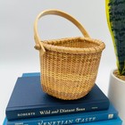 Vintage Nantucket Style D-shape Woven Wall Basket With Swing Handle Natural