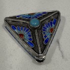 Vtg Silver   Enamel Art Deco Chinese Export Vinaigrette Pill Snuff Trinket Box