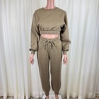 Zenana 2 Pcs Crop Sweatshirt Tracksuit Jogger Pants Set Outfit Active Lounge Xs