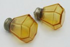 1930 s Vintage Hexagon Shaped Amber Glass Small Salt And Pepper Shakers
