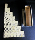 Vintage 28pc Set Celluloid Dominos Gold Glitter Lucite Backing 1 7 8  X 1 1 16 