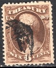 Us Stamp Scott  o110  6c  Official Mail  Treasury  Brown  Used  Scv 50 00