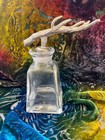 Vintage Glass Perfume Bottle With Silver-tone Branch Stopper